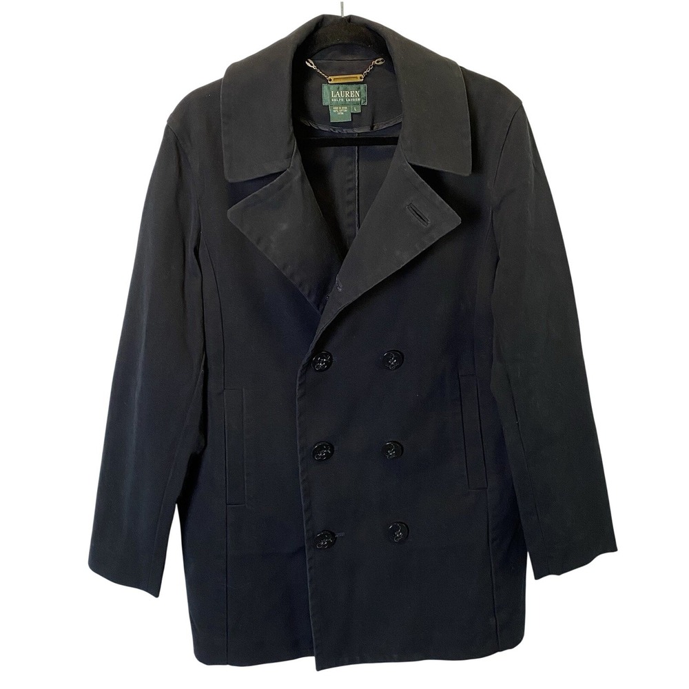 Lauren Ralph Lauren Women's Double Breasted Cotton‎ Twill Pea Coat Trench Jacket